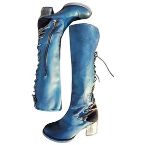FREEBIRD by Steven Coal Leather Lace Up Heeled Boots 
***RARE*** 🦄🙌🏻💟